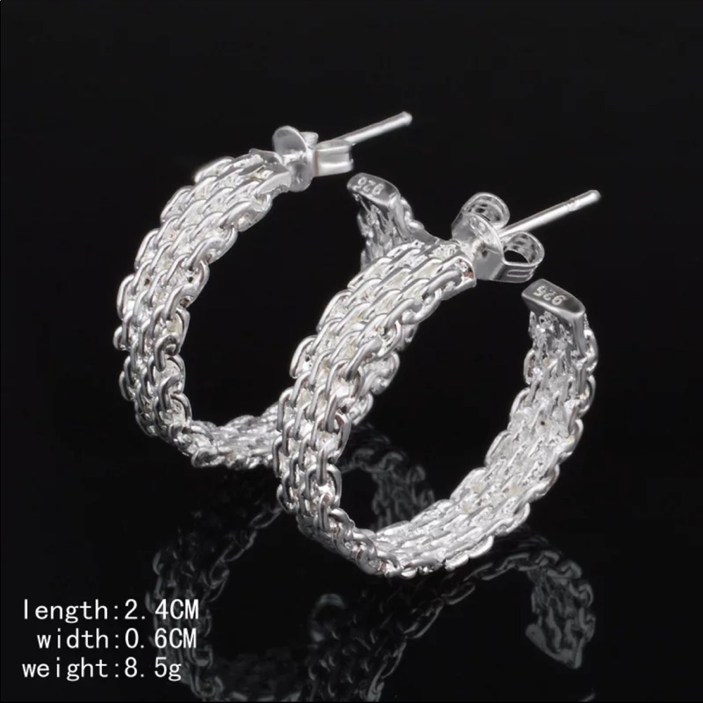 NEW 925 Sterling Silver Hoop Earrings - Picture 6 of 8